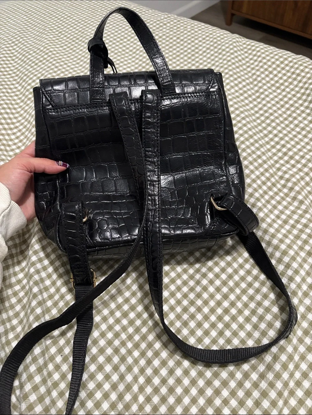 Ashwood Black Croc-Embossed Women’s Bag